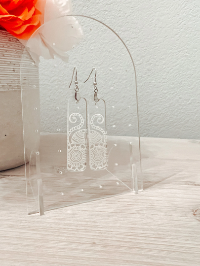 Bar Earrings, Mandala Acrylic Jewelry, Gifts For Her, Boho Hypoallergenic Chandelier Earrings