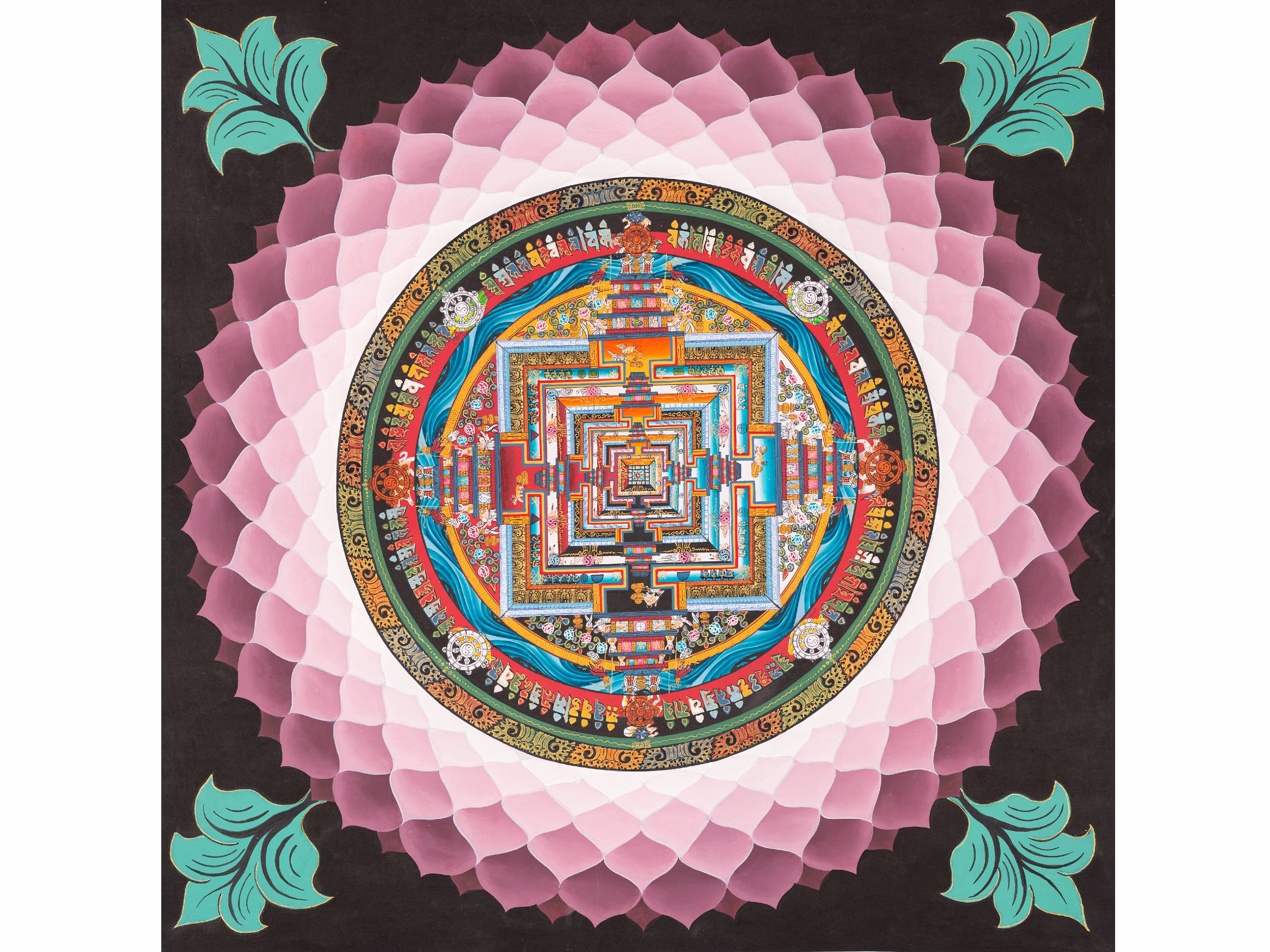 Kalachara Mandala Thangka With Aura | Kalachakra Painting Genuine Hand Painted Tibetan Lotus Buddhist