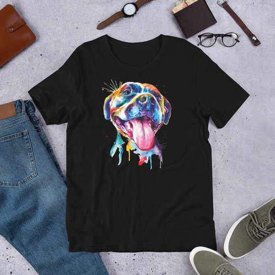 Pitbull Artistic Colorful Dog Breed Pit Bull Splash Art Animal Gift Short-Sleeve Unisex T-Shirt