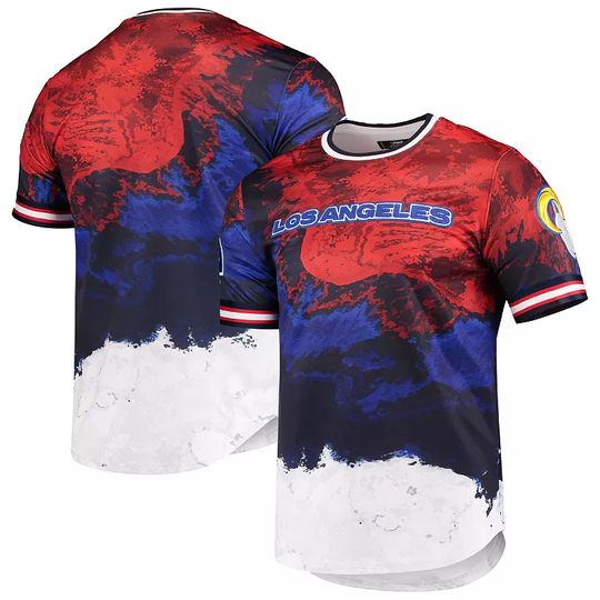 Men's Pro Standard Navy/Red Los Angeles Rams Americana Dip-Dye T-Shirt, Size: Large, LAR Blue