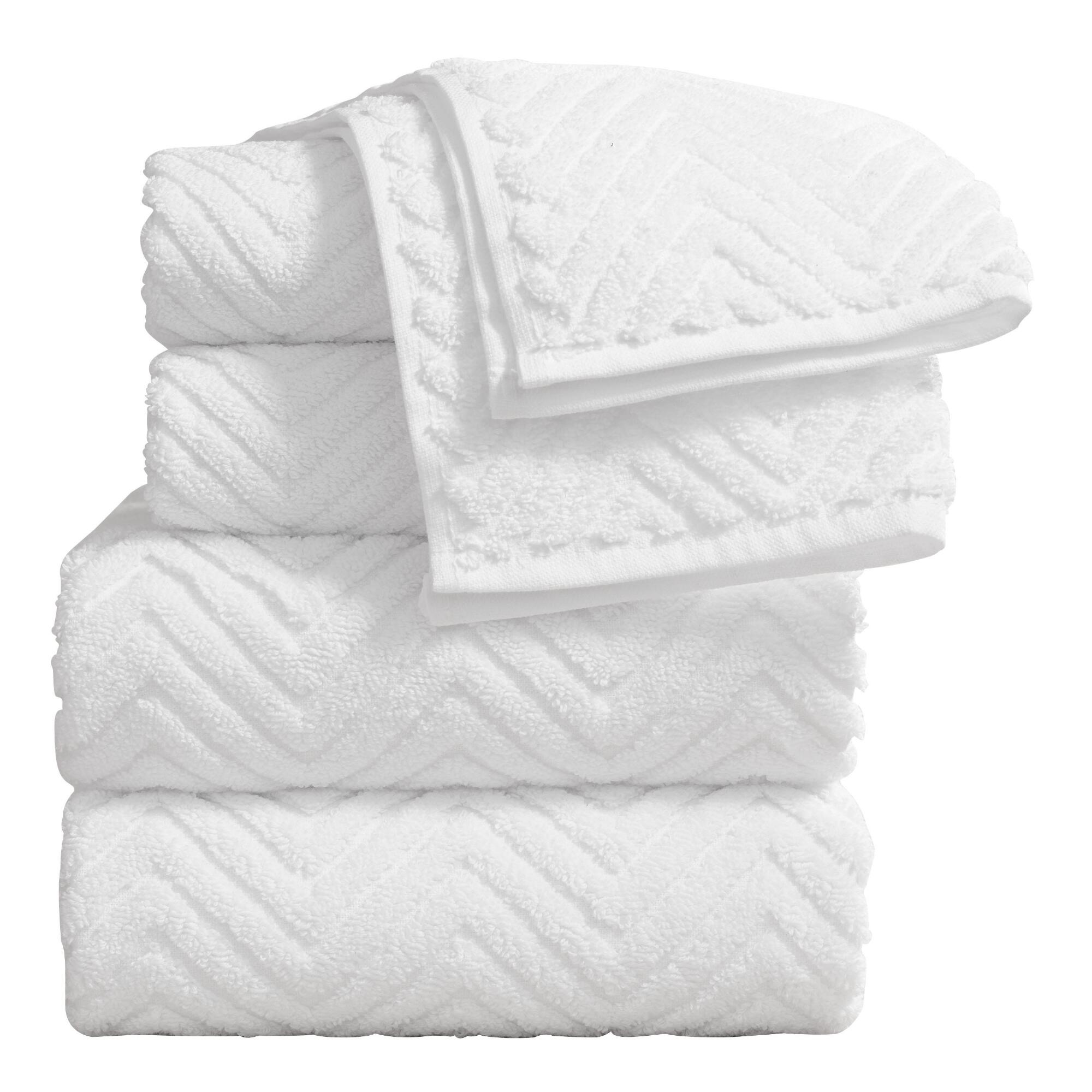 White Chevron Spa Towel Collection by World Market