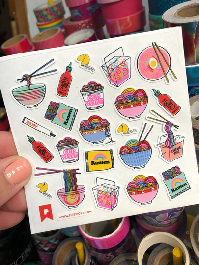 Rainbow Ramen Noodle Stickers