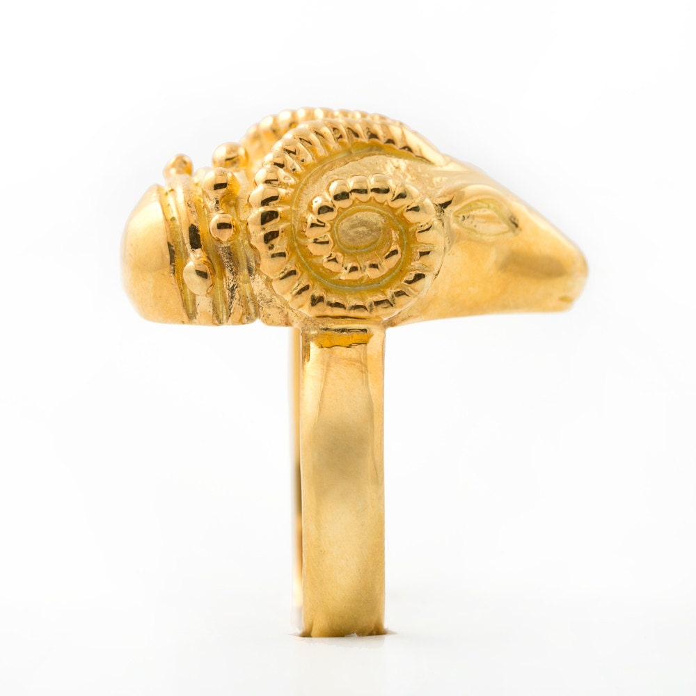 Radical Rams Head Ring in 22K Gold Vermeil, The Ram Is Fearlessness, Warrior Spirit
