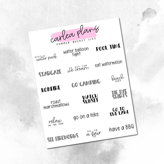 Summer Bucket List Scripts | Planner Stickers Seasonal