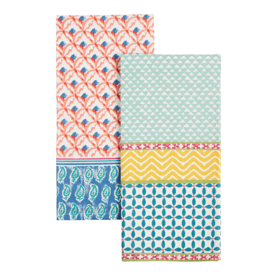 Multicolor Caribbean Geo Kitchen Towels 2 Pack - Cotton by World Market