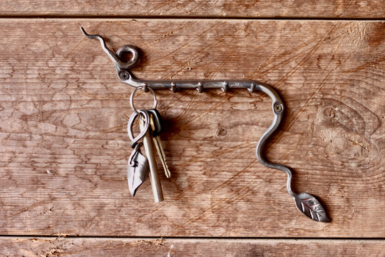 Leafy Key Holder Rack Hand Forged Blacksmith
