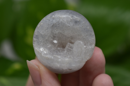 Druzy Agate Sphere Sparkly Crystal Ball Fine Points Geode Natural Stone Thick Carved Polished With Wooden Stand