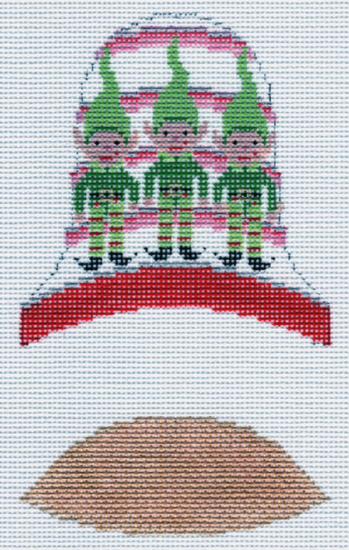 Needlepoint Handpainted Christmas Labors Of Love Dimensional Bells Elves -Free Us Shipping