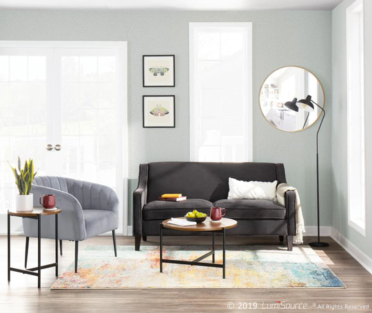 LumiSource Telluride Modern Espresso Wood, Black Fabric Polyester/Blend Sofa | CHR-TELL2 E+BK
