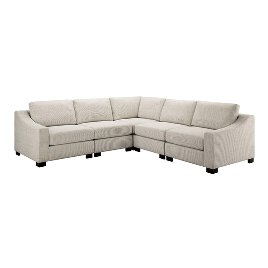 Cream Slope Arm Hayes 5 Piece Square Modular Sectional Sofa by World Market