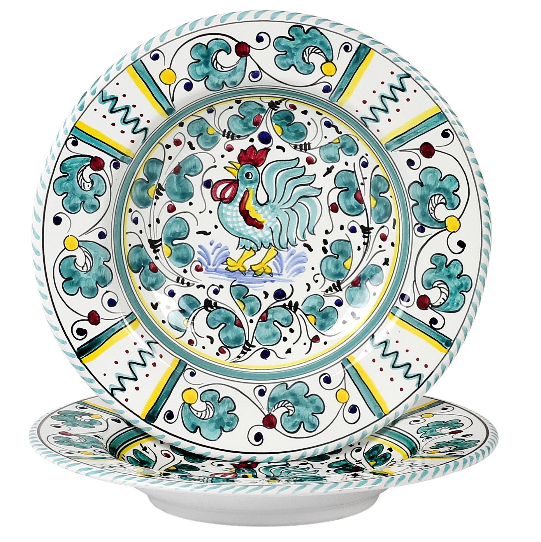 Orvieto Green Rooster Pasta Soup Bowl | 10 D