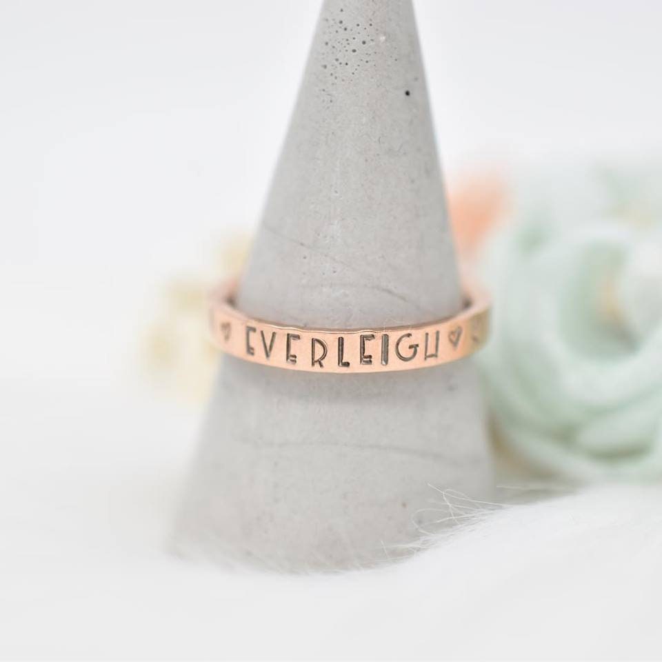 Personalized Mother's Day Gift // Ring - Hand Stamped Jewelry Name