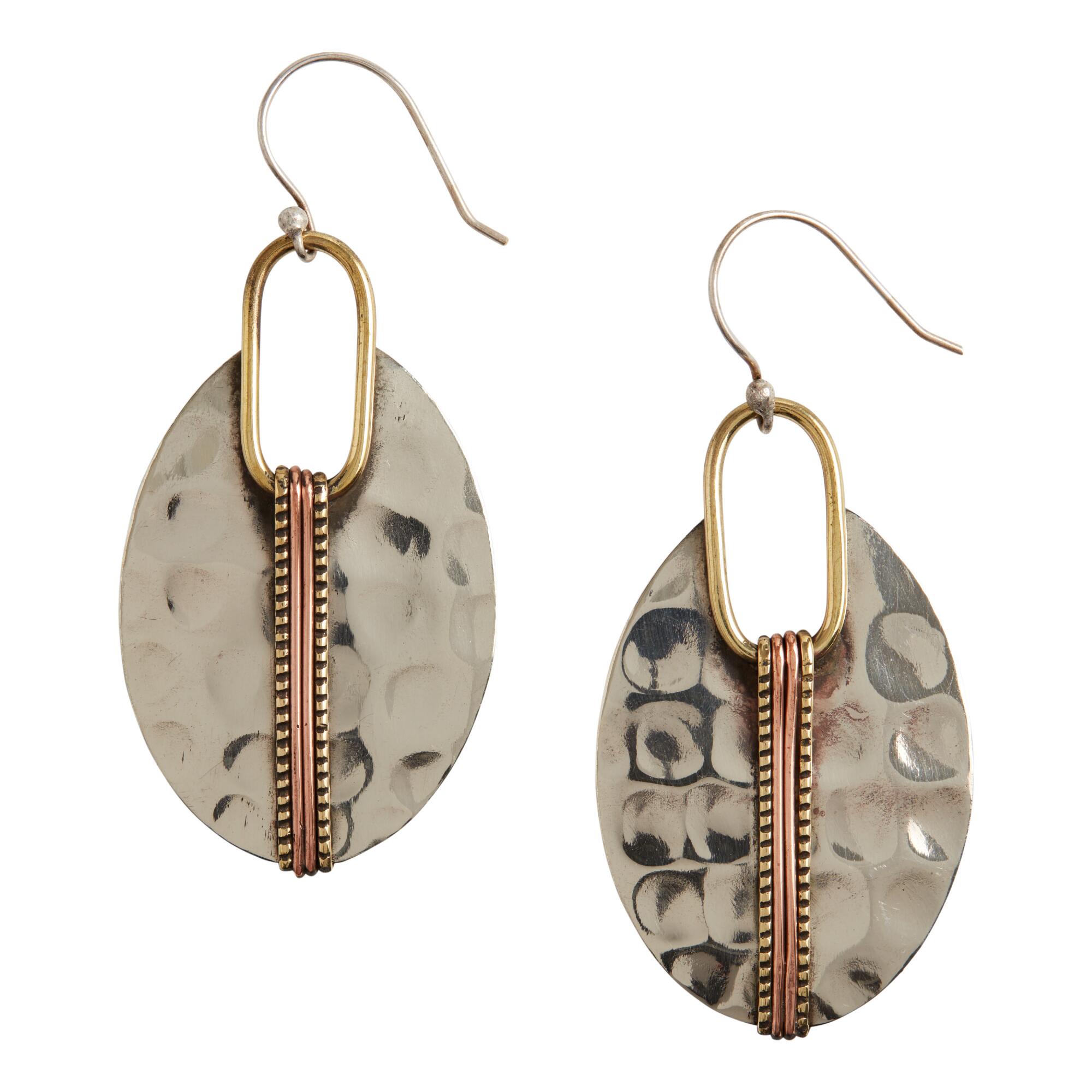 Hammered Silver Drop Earrings by World Market