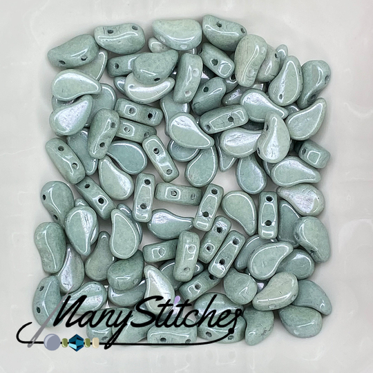 Chalk Green Luster Paisleyduo Beads 5x8mm, 40Pcs