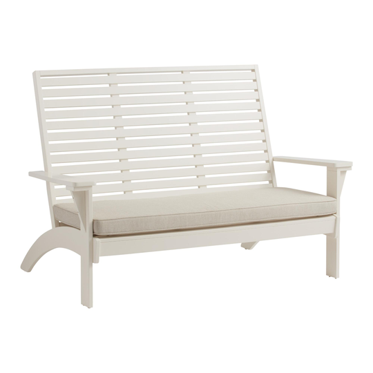 White Wood Kapari Outdoor Patio Bench with Cushion by World Market