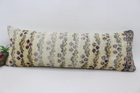 Pillow Cover, Home Decor Pillow, Throw 12x36 Beige Rug Antique Designer Cushion, Indoor 2186