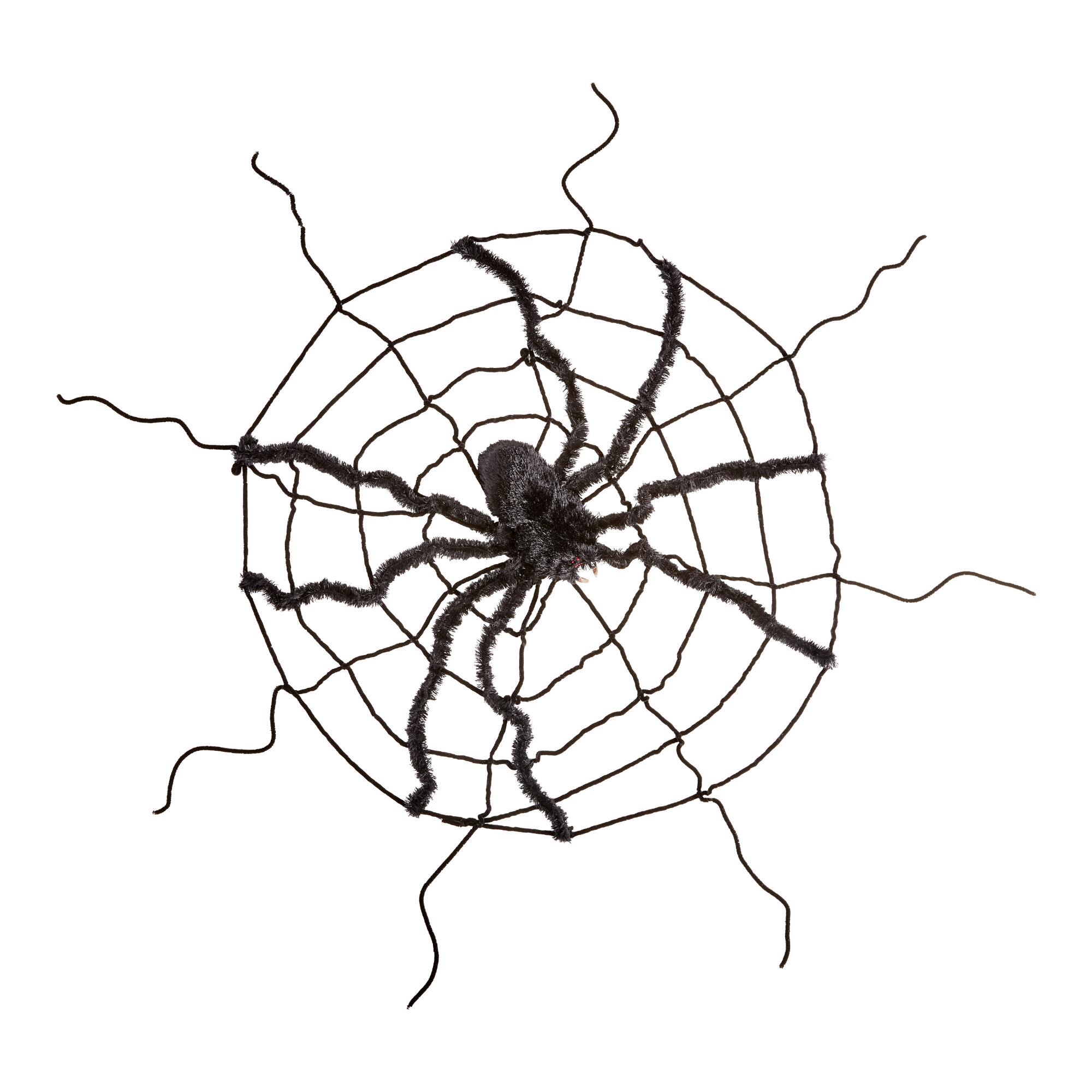 Giant Spider on Spider Web Decor: Black - Fabric by World Market