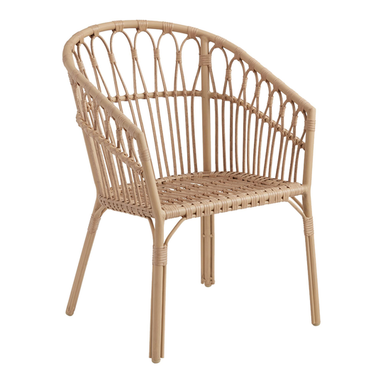 All Weather Wicker Lenco Outdoor Patio Dining Chair: Brown - Bamboo by World Market