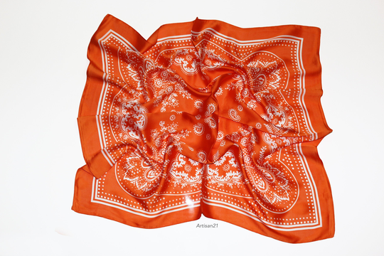 Silk Scarf - Paisley Bandana Blend Square Scarves Neckerchief/Bag Scarf/Head Scarf/Turban Wrap/Bandanna 157001