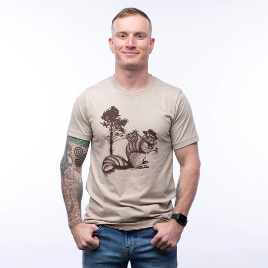 Hobo Squirrel Screen Printed Graphic Tee Shirt