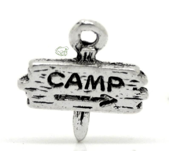Pendant Camping, Metal Sign, 13mm, Set Of 10, Road Camper Charm, Hiker, Scout Hiking Slt120