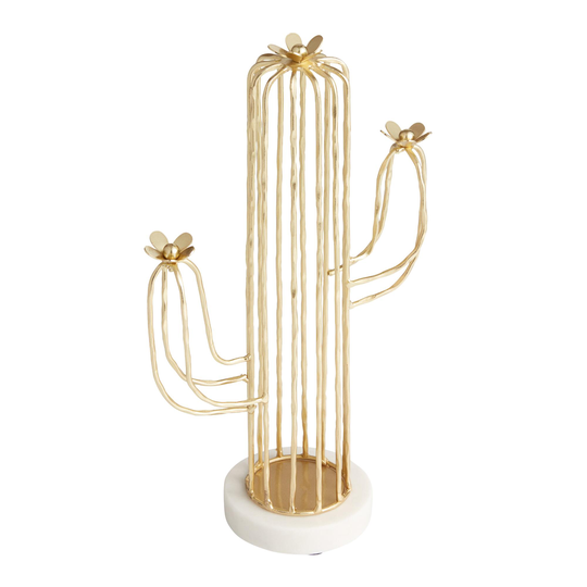 Gold Wire Cactus on Marble Stand Decor by World Market