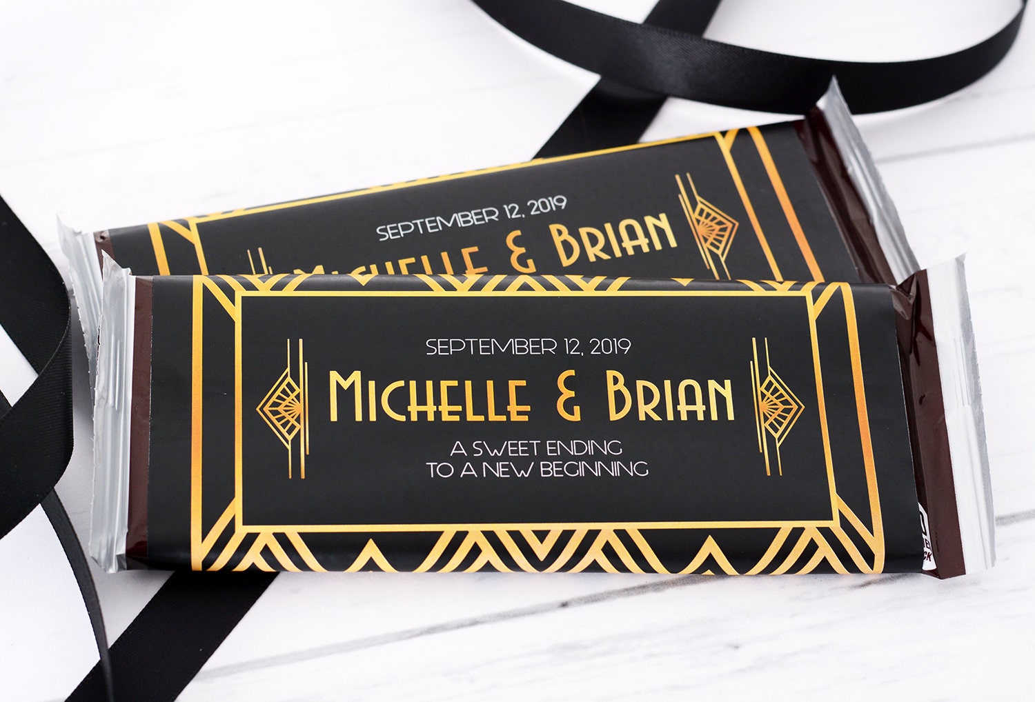 Wedding Candy Bar Wrappers - 25 Chocolate Wrappers Labels Stickers For Weddings Art Deco #wdihb-115