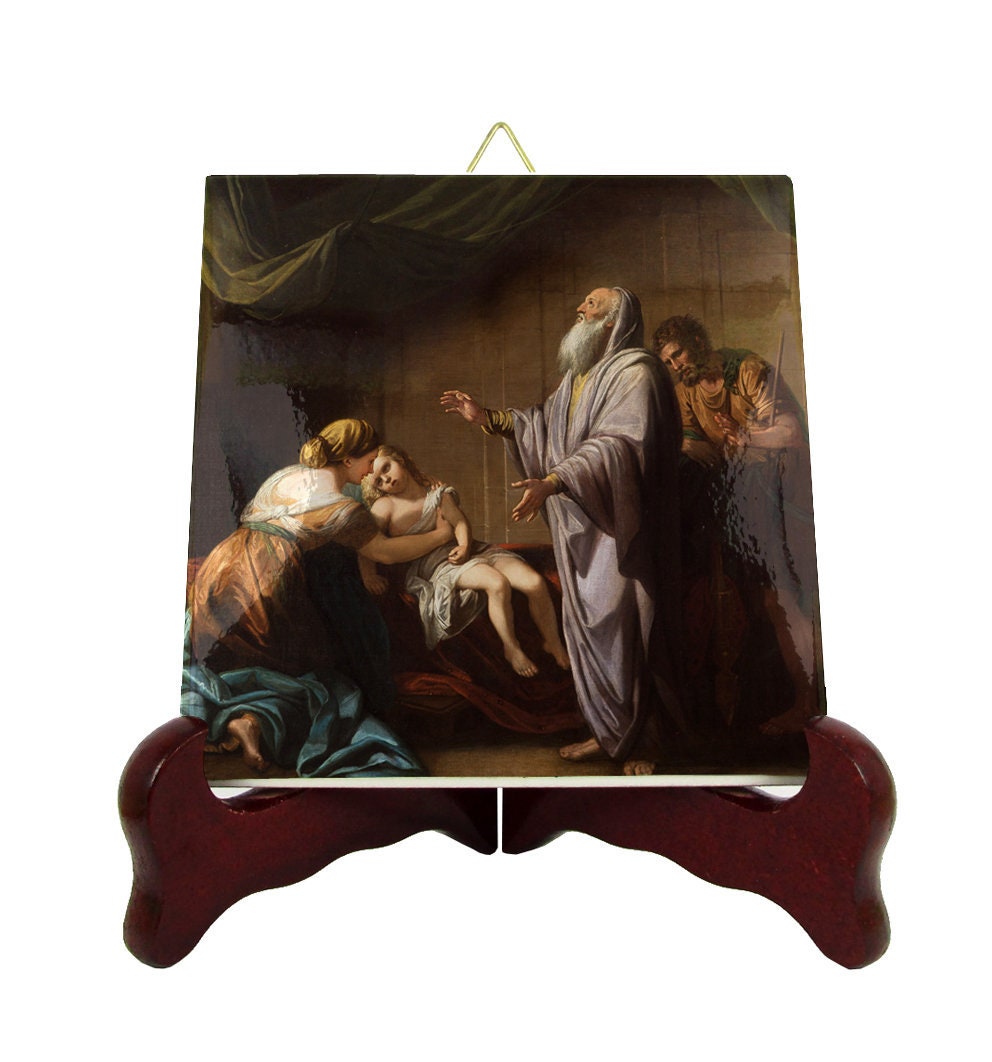 Saint Elisha The Prophet - Decorative Ceramic Tile Handmade in Italy St Catholic Saints Saint