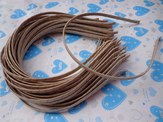 20 Pcs 5mm Wide Champagne Satin Headbands