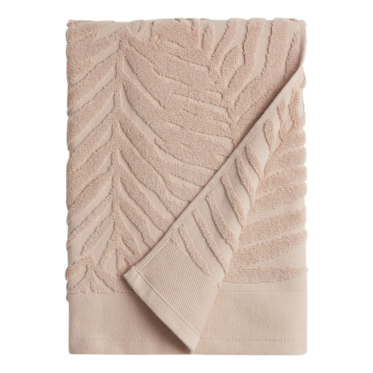Sand Sculpted Palm Leaf Bath Towel: White - Cotton by World Market