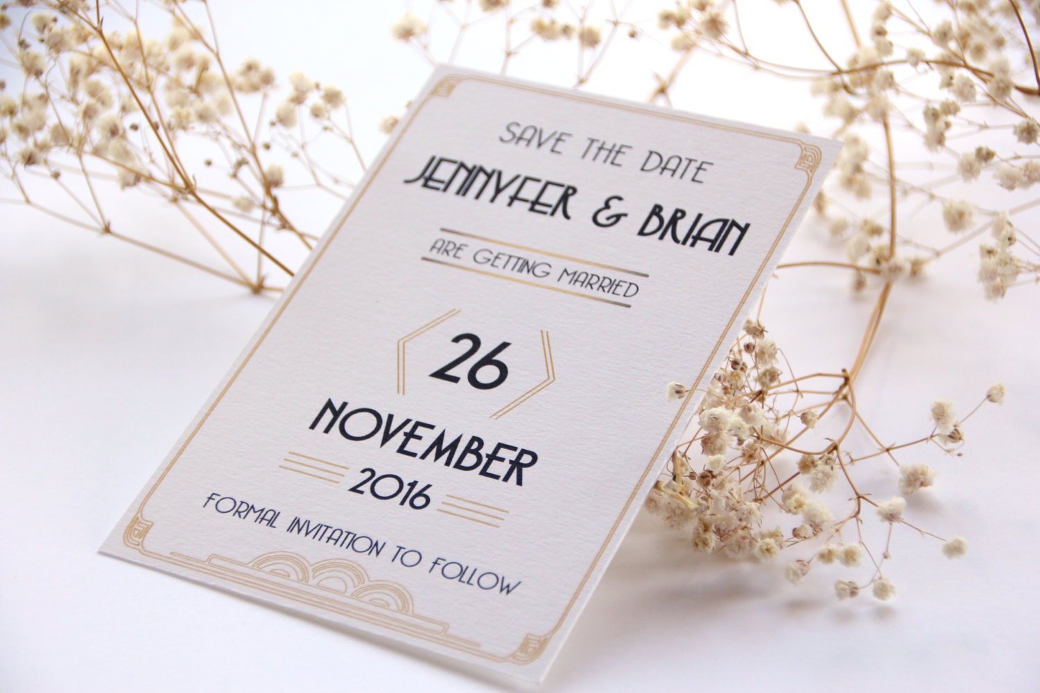Sample, Gatsby Style Save The Date, Art Deco Vintage Wedding Our Date
