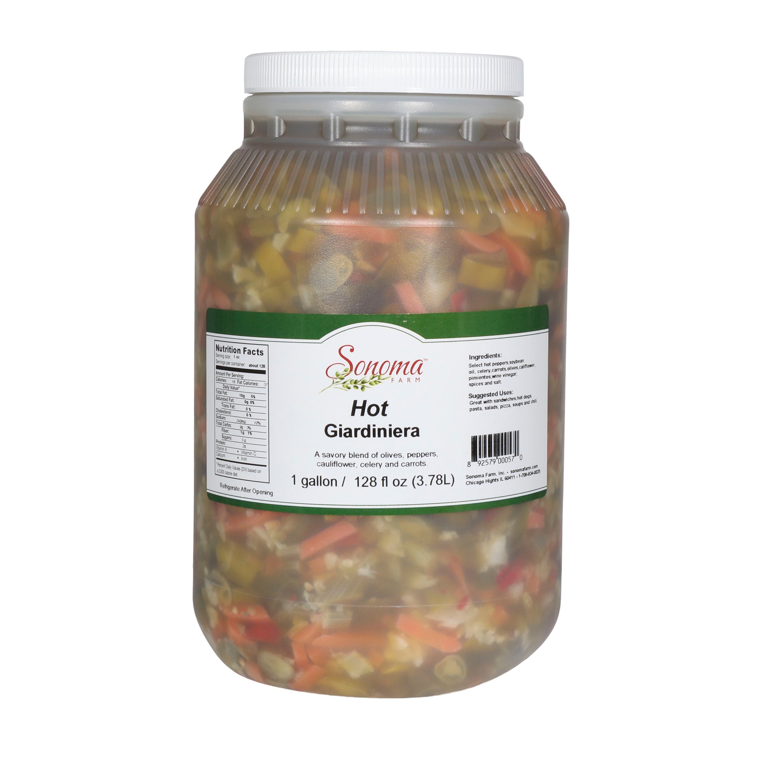 Giardiniera Hot | Chicago Style 1 Gallon Bulk 3, 785G/128Oz - Food Service