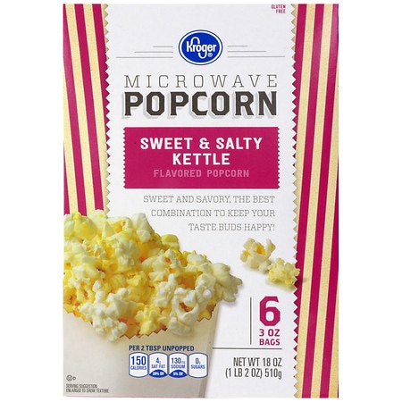 Kroger Sweet & Salty Kettle Microwave Popcorn - 3.0 oz x 6 pack