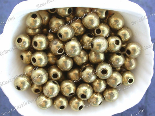 50 ~ 6mm Round Brass Beads, Handcrafted Hollow Lightweight Metal Large Hole Macramé Beads Mb-023-50