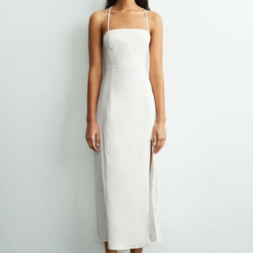 ZARA BNWT 2021. OYSTER WHITE LINEN BLEND STRAIGHT NECKLINE THIN STRAP. 7385/147