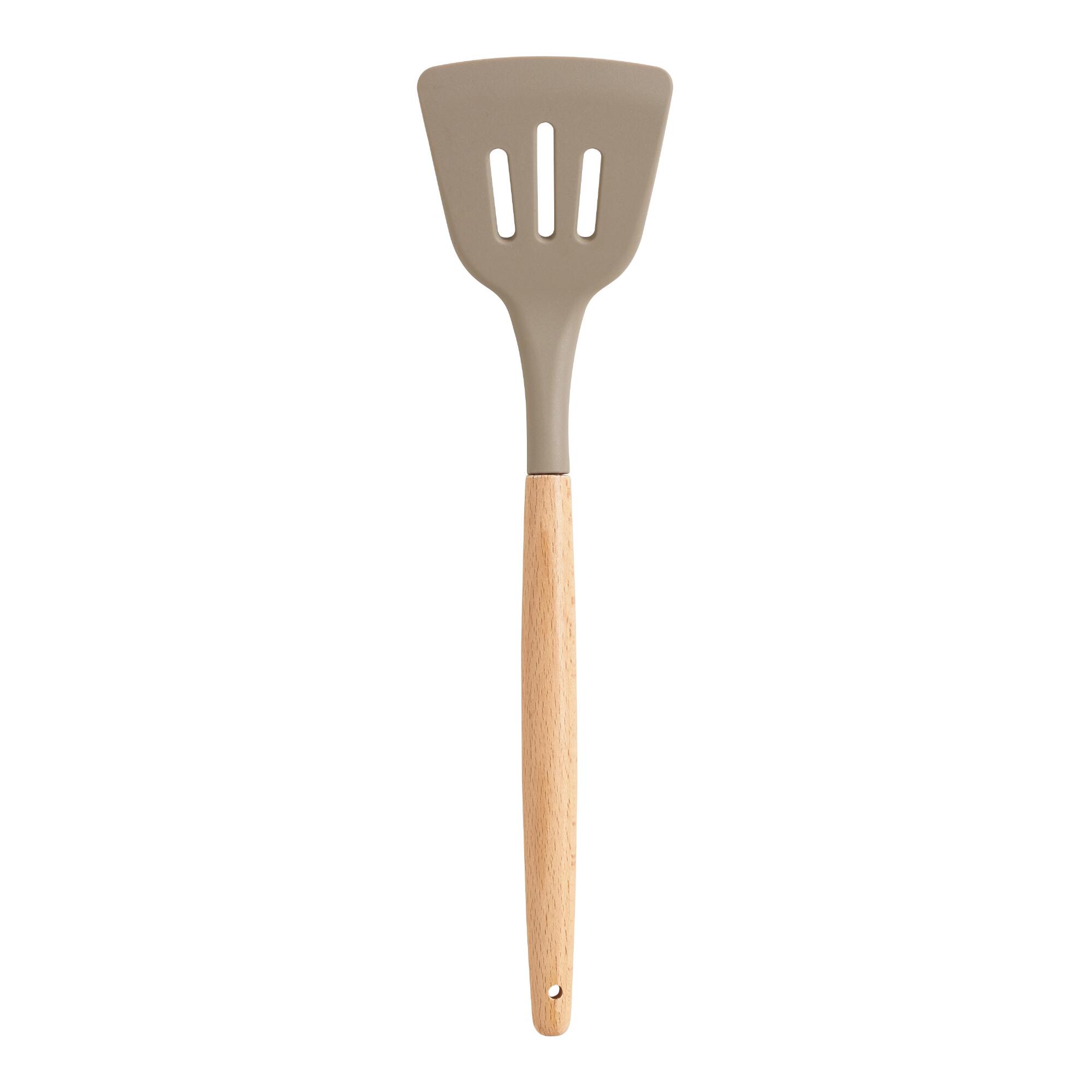 Gray Silicone Slotted Turner With Wood Handle by World Market