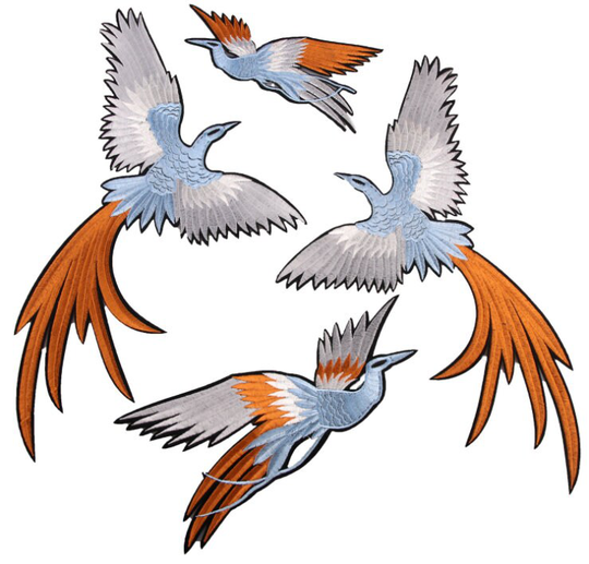 4 Pieces Embroidered Flying Crane Iron On Applique Patch, Vintage Birds Patch For Clothing Or Dress Decoration Embroidery Appliques Patches