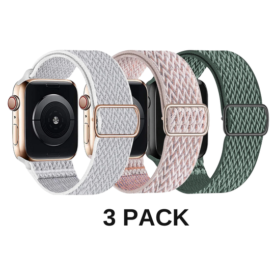 3 Pack Nylon Bands For Apple Watch Series 7 6 Se/ Iwatch 38 40 41 42 44 45/ Elastic Stretchy Woven Band Strap Loop Vera