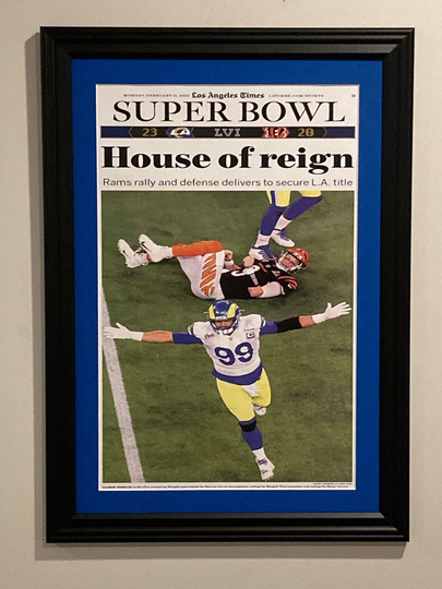 Los Angeles Rams - 2022 Super Bowl Champions La Times Newspaper Front Page Matted & Framed