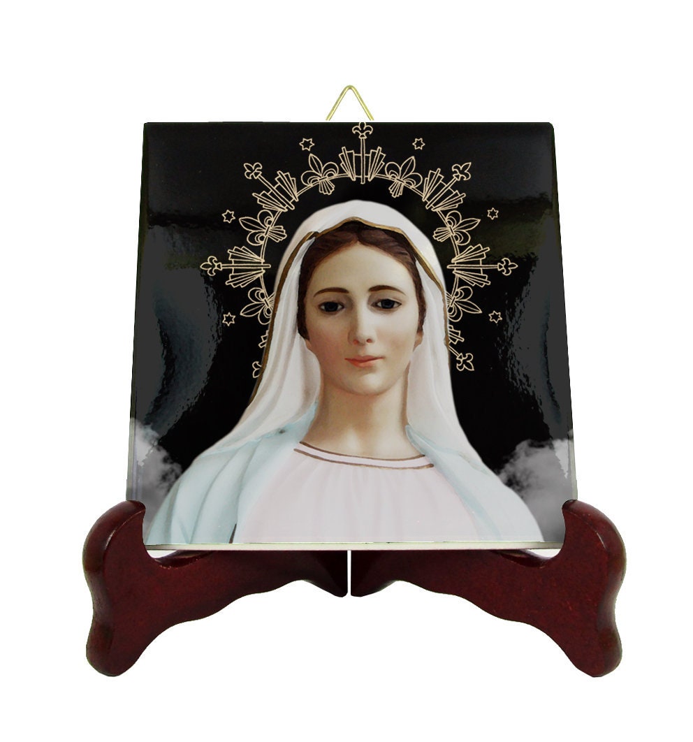 Religious Icons - Virgin Of Medjugorje Catholic Art Christian Gift Queen Peace Mary Art Religious Wall Hanging