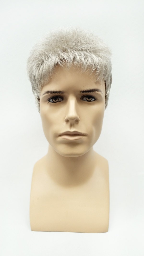 Gray With Slight Light Brown Blend Short Style Men's Wig. Synthetic Fashion [55-450-Simon-56]