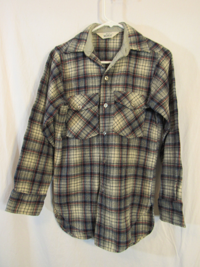 Woolrich Wool Blend Red White & Blue Plaid Shirt Men's Chest Across 18.5"