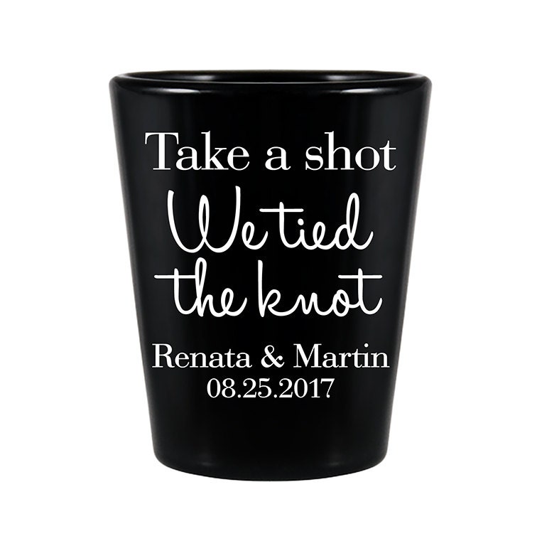 Custom Shot Glasses Wedding Favors Personalized | Take A We Tied The Knot 2A