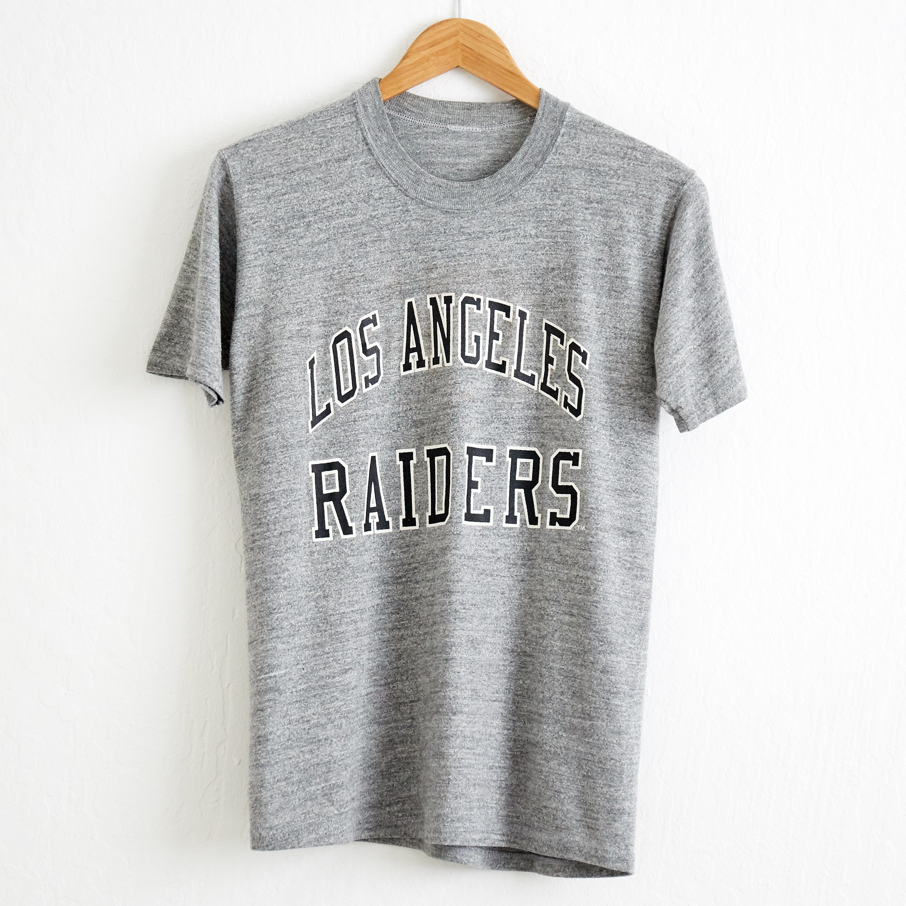 Vtg 1980S Los Angeles Raiders T Shirt Sz. L Heather Gray Tee Nfl Football Classic Clean Minimalist Russell Oakland Las Vegas La Lakers Rams