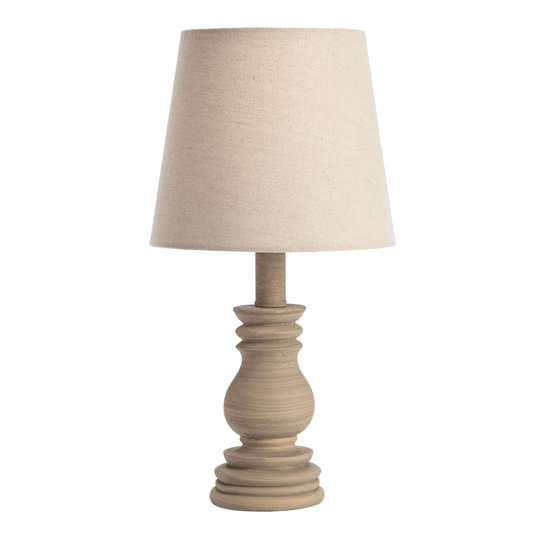 Distressed Cream Turned Kenne Table Lamp: Natural -