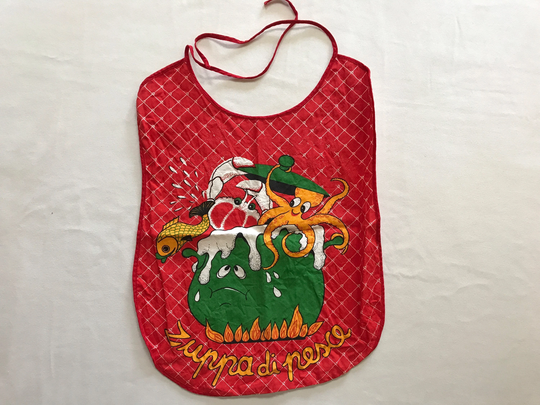 Vintage Italian Cooking Bib Apron Serving Kitchen Zuppa Di Pesce Fish Soup Seafood Boil Food