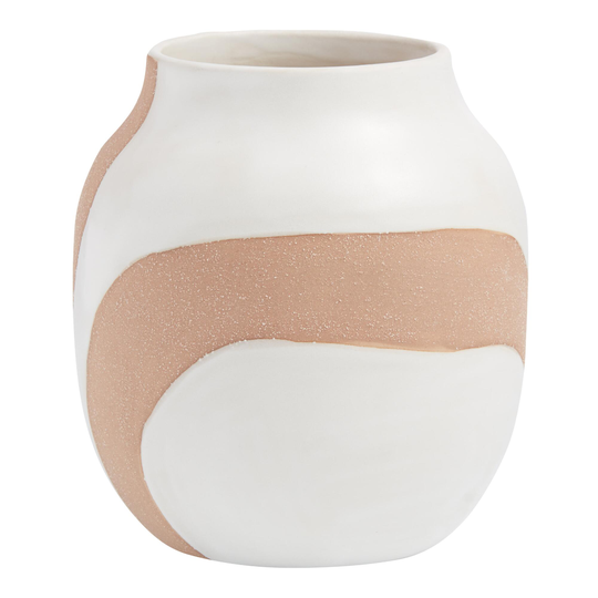 Natural and White Ceramic Swirl Vase: Multi by World Market