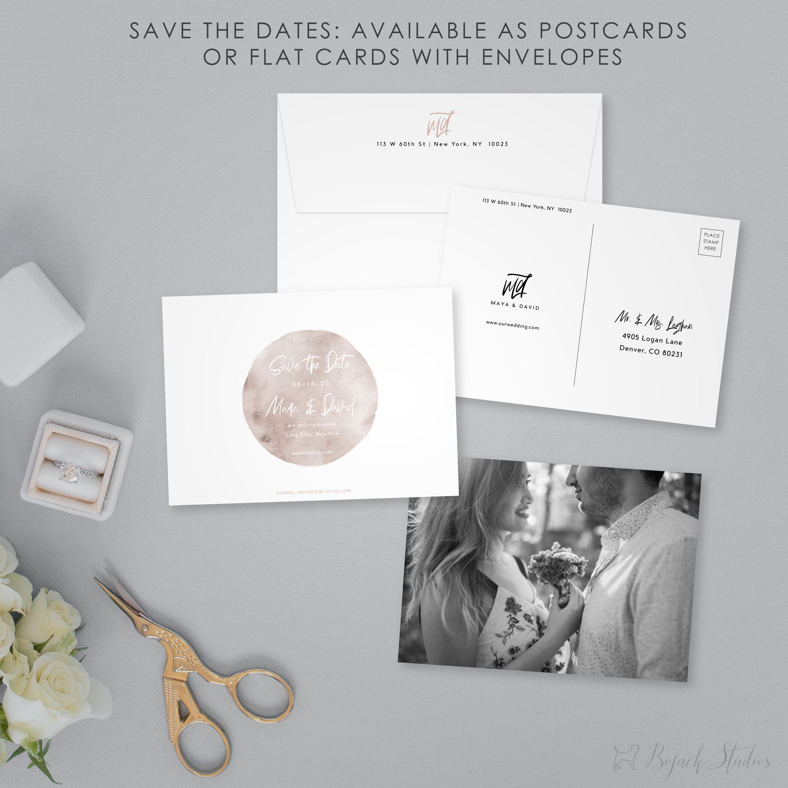 Save The Date Card, Wedding Postcard, Modern Date, Printed Our Photo