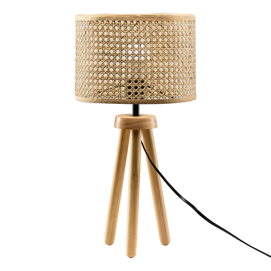 Natural Rattan and Wood Tripod Lewis Table Lamp - Natural Fiber by World Market