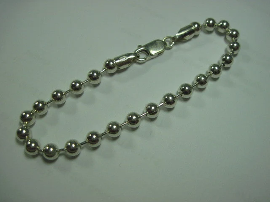 5mm Ball Bracelet, 925 Sterling Silver, Lobster Clasp, Unisex
